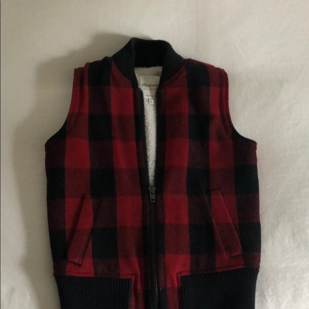 Buffalo check wool vest